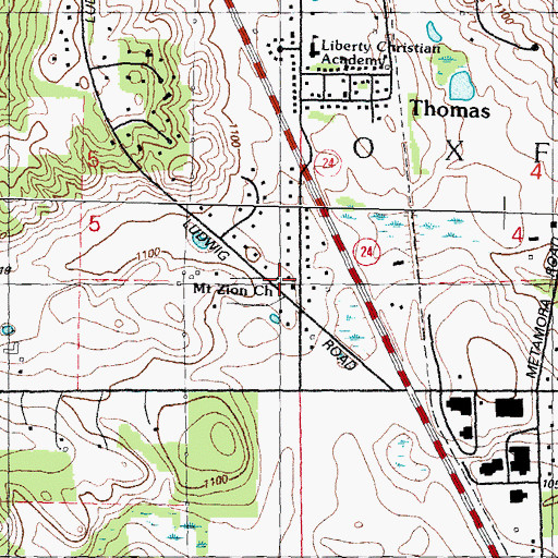 Topographic Map of Mount Zion Church, MI