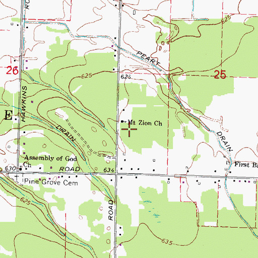 Topographic Map of Mount Zion Church, MI