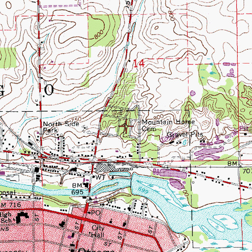Topographic Map of Mountain Home Cemetery, MI
