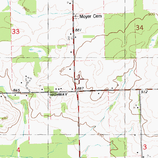 Topographic Map of Moyer School, MI