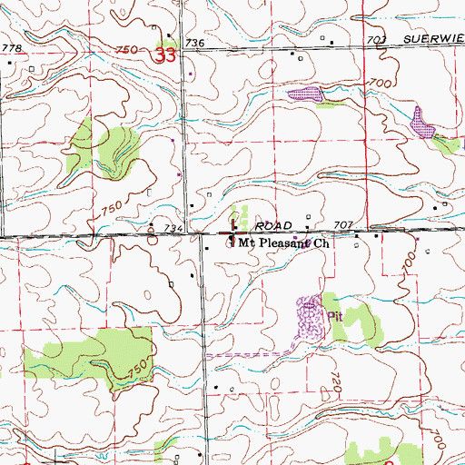 Topographic Map of Mount Pleasant Church, MI