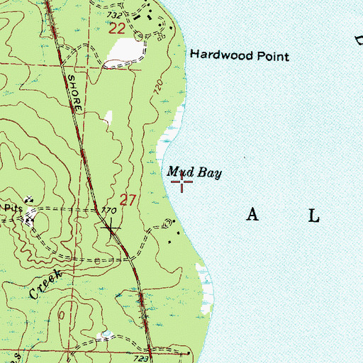Topographic Map of Mud Bay, MI