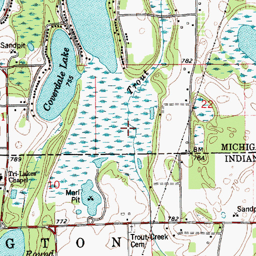 Topographic Map of Mud Creek, MI