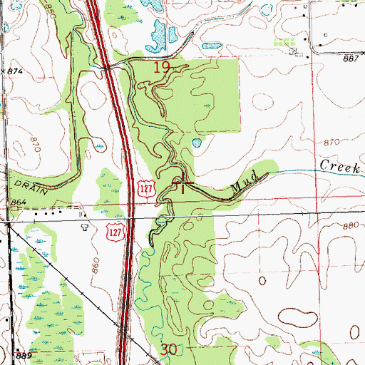 Topographic Map of Mud Creek, MI