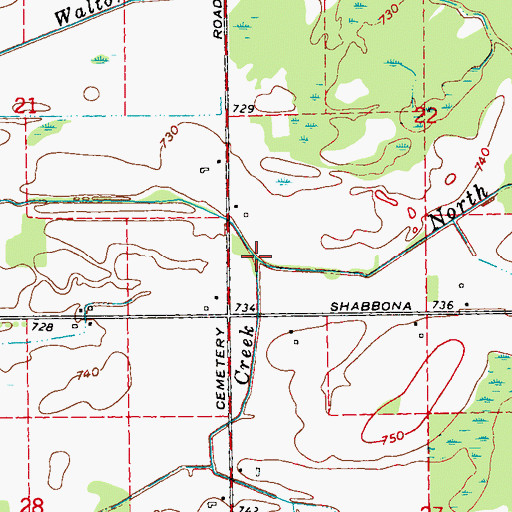 Topographic Map of Mud Creek, MI