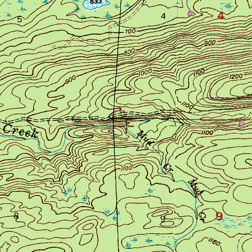 Topographic Map of Mud Creek, MI