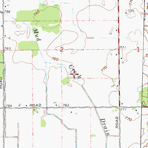 Topographic Map of Mud Creek Drain, MI