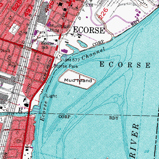 Topographic Map of Mud Island, MI