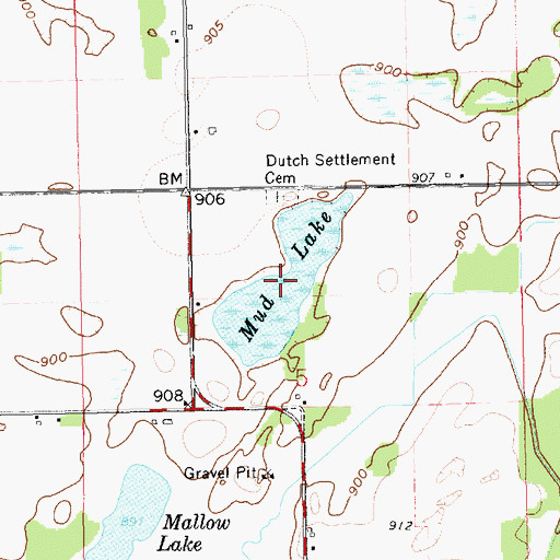 Topographic Map of Mud Lake, MI