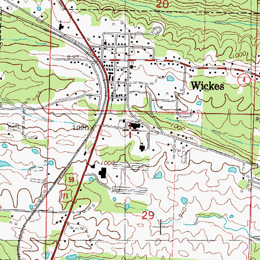 Topographic Map of Wickes Elementary School, AR
