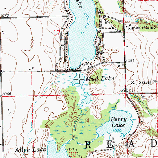 Topographic Map of Mud Lake, MI