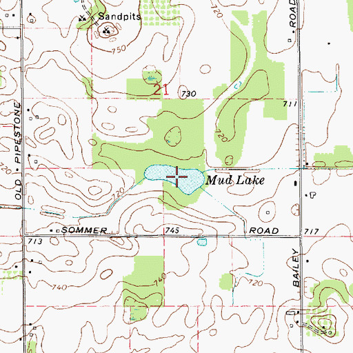 Topographic Map of Mud Lake, MI