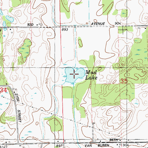 Topographic Map of Mud Lake, MI