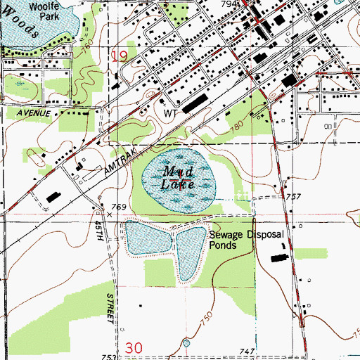 Topographic Map of Mud Lake, MI