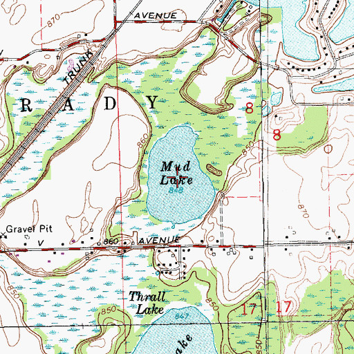 Topographic Map of Mud Lake, MI