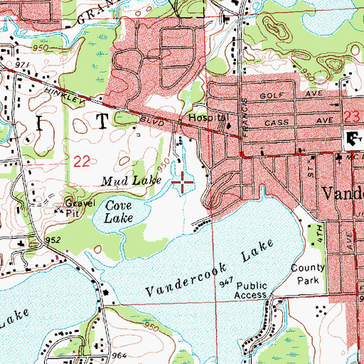 Topographic Map of Mud Lake, MI