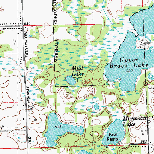 Topographic Map of Mud Lake, MI