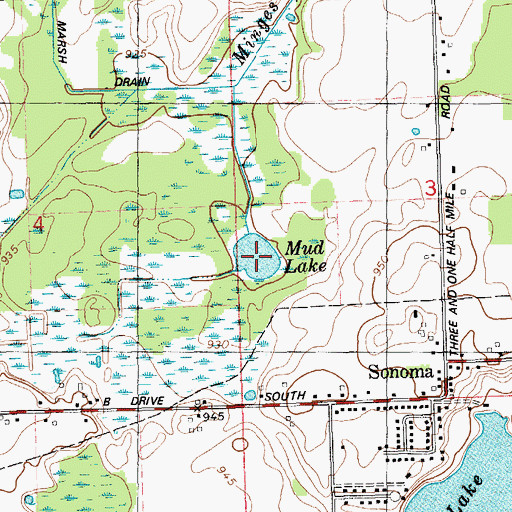 Topographic Map of Mud Lake, MI