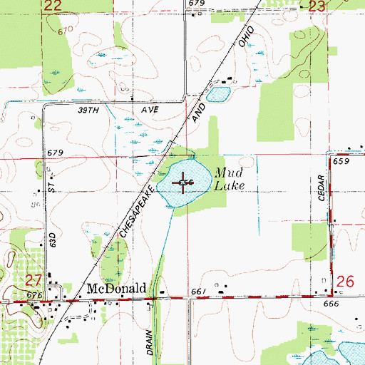 Topographic Map of Mud Lake, MI