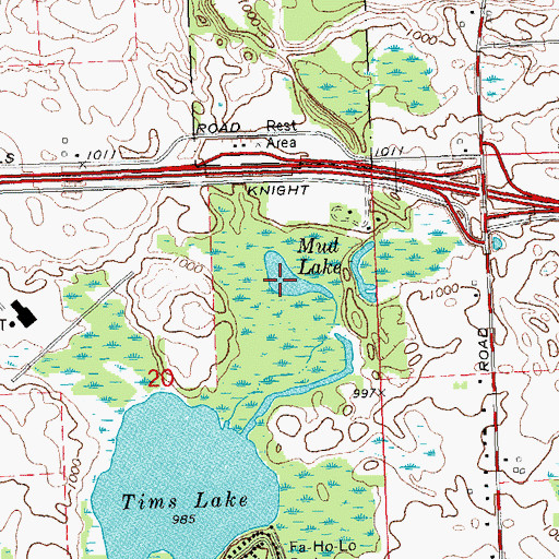 Topographic Map of Mud Lake, MI