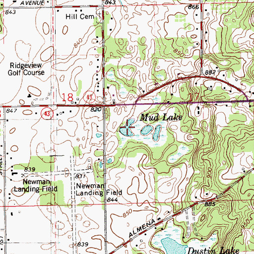 Topographic Map of Mud Lake, MI
