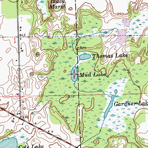 Topographic Map of Mud Lake, MI