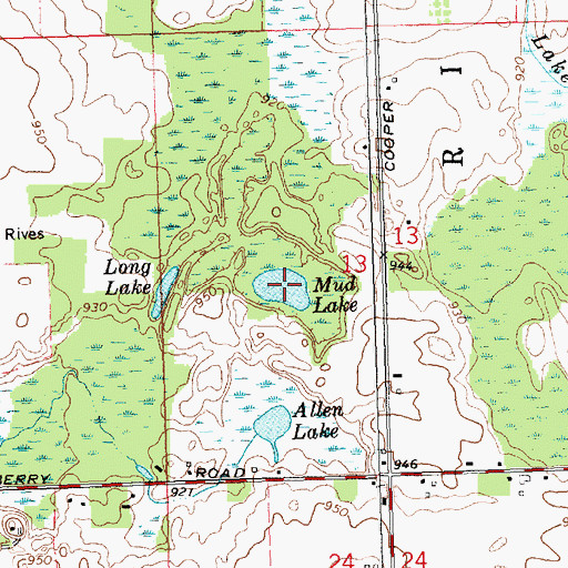 Topographic Map of Mud Lake, MI