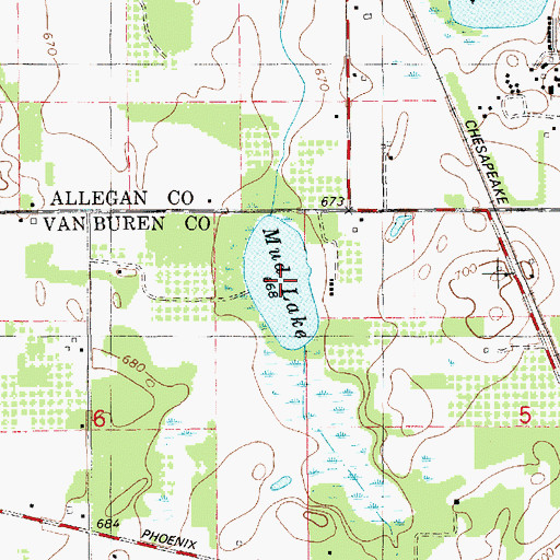 Topographic Map of Mud Lake, MI