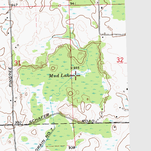 Topographic Map of Mud Lake, MI
