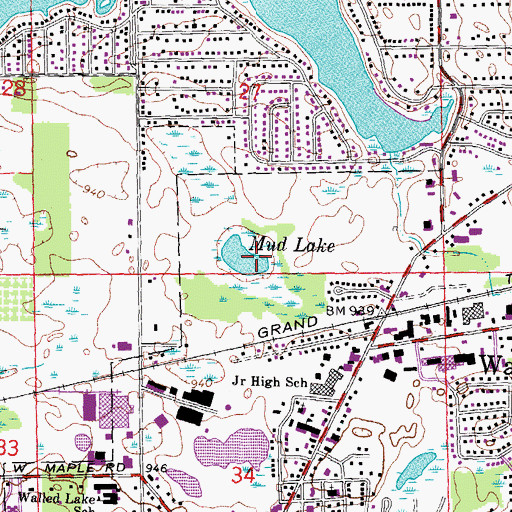 Topographic Map of Mud Lake, MI