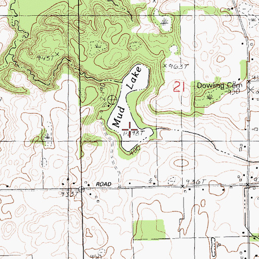 Topographic Map of Mud Lake, MI