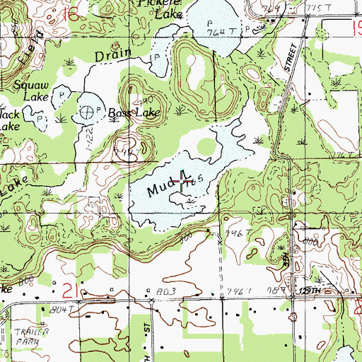 Topographic Map of Mud Lake, MI