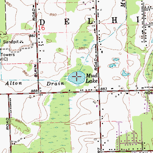 Topographic Map of Mud Lake, MI