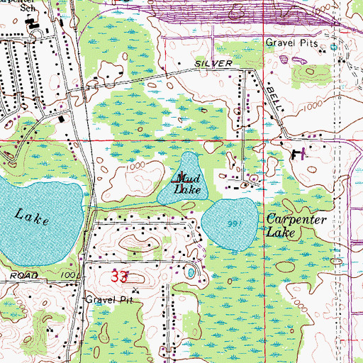 Topographic Map of Mud Lake, MI