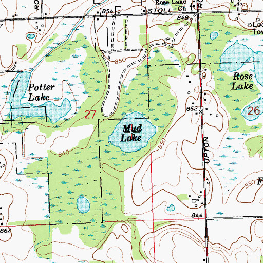 Topographic Map of Mud Lake, MI