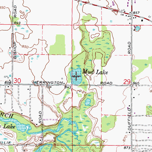Topographic Map of Mud Lake, MI