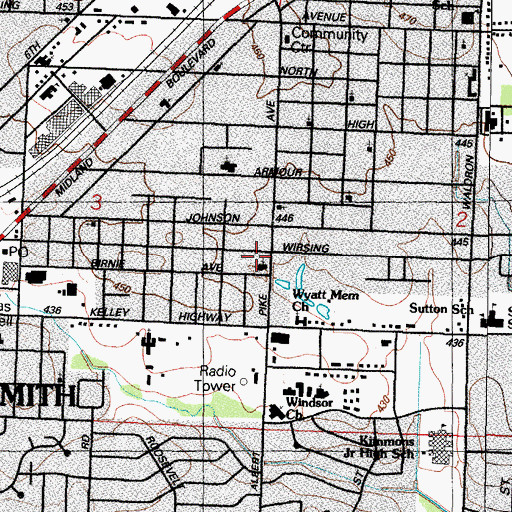 Topographic Map of Albert Pike Christian Church, AR