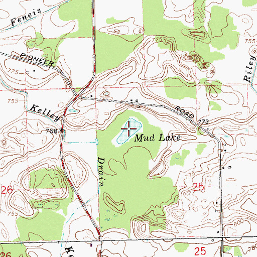 Topographic Map of Mud Lake, MI