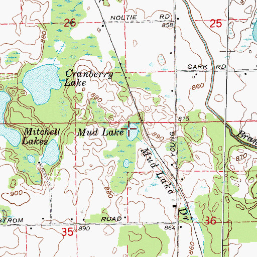 Topographic Map of Mud Lake, MI