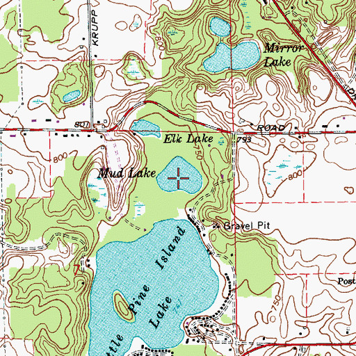 Topographic Map of Mud Lake, MI