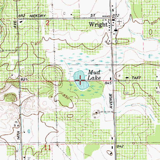 Topographic Map of Mud Lake, MI