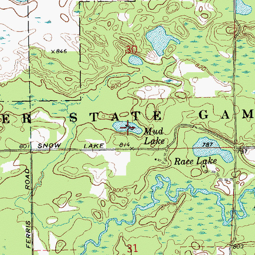 Topographic Map of Mud Lake, MI