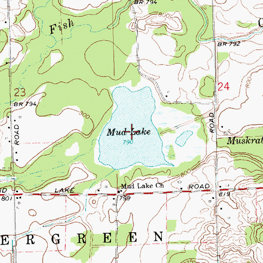 Topographic Map of Mud Lake, MI