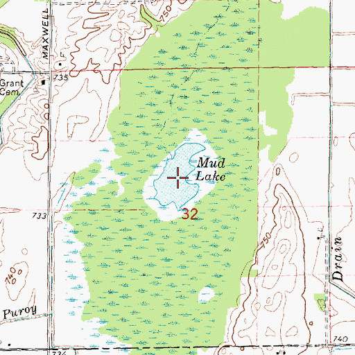 Topographic Map of Mud Lake, MI
