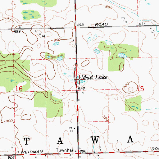 Topographic Map of Mud Lake, MI
