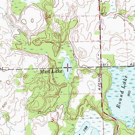 Topographic Map of Mud Lake, MI