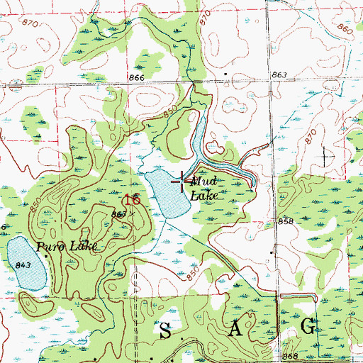 Topographic Map of Mud Lake, MI