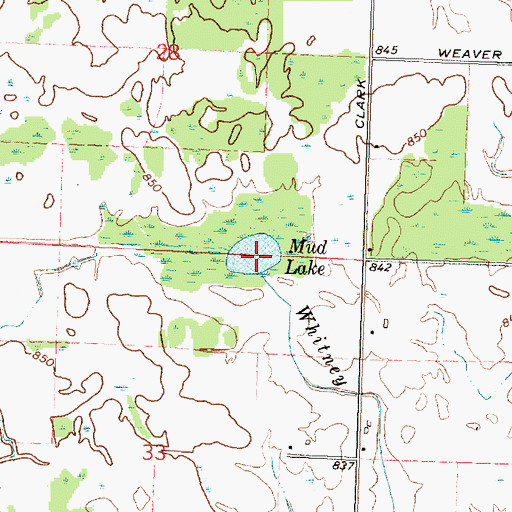 Topographic Map of Mud Lake, MI