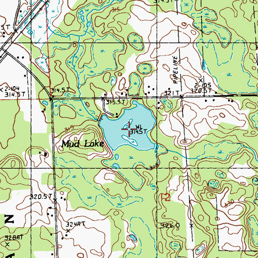 Topographic Map of Mud Lake, MI