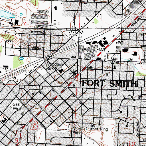 Topographic Map of Calvary Baptist Church, AR
